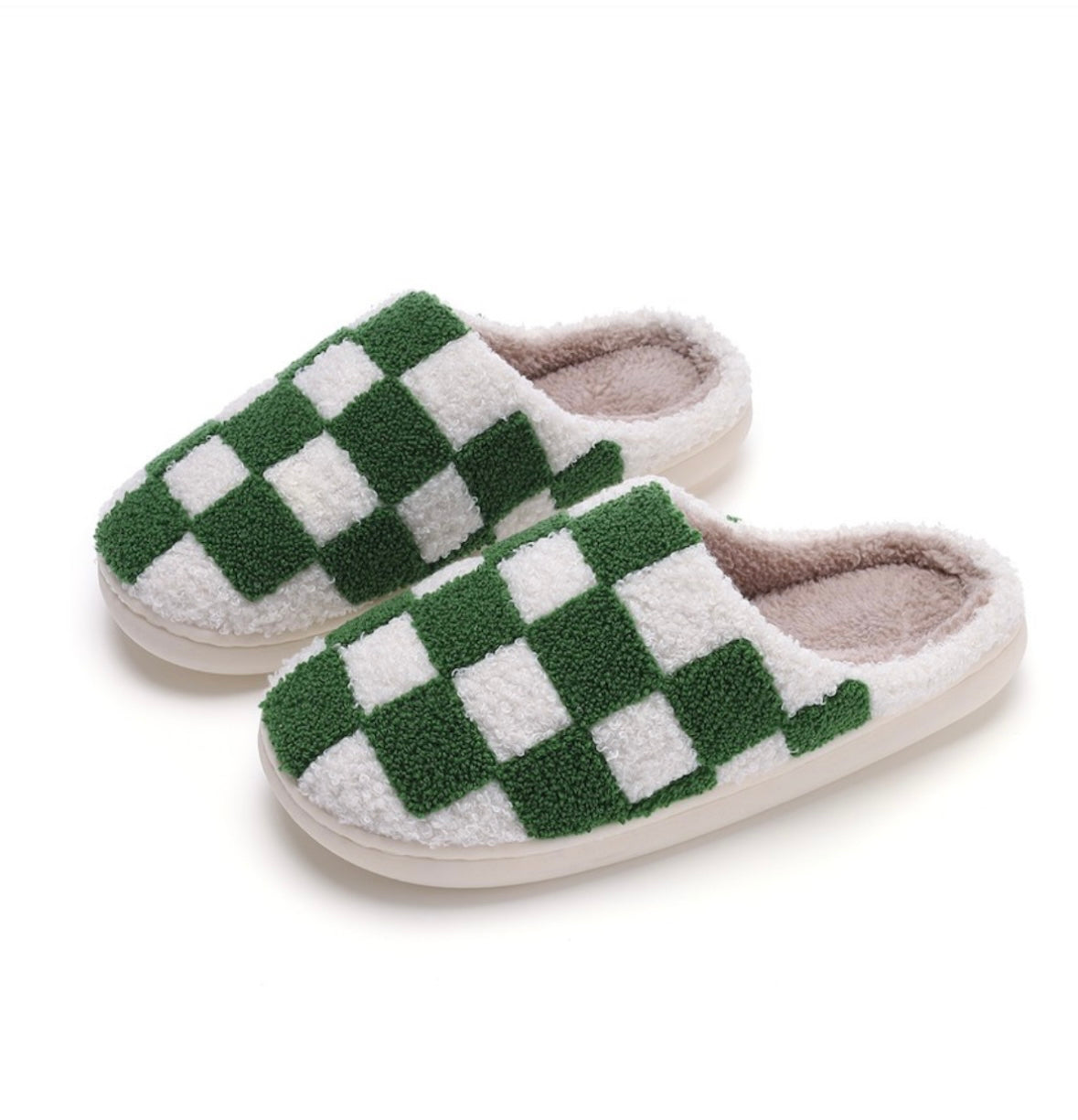 Pine Tree Checkered Slippers ￼