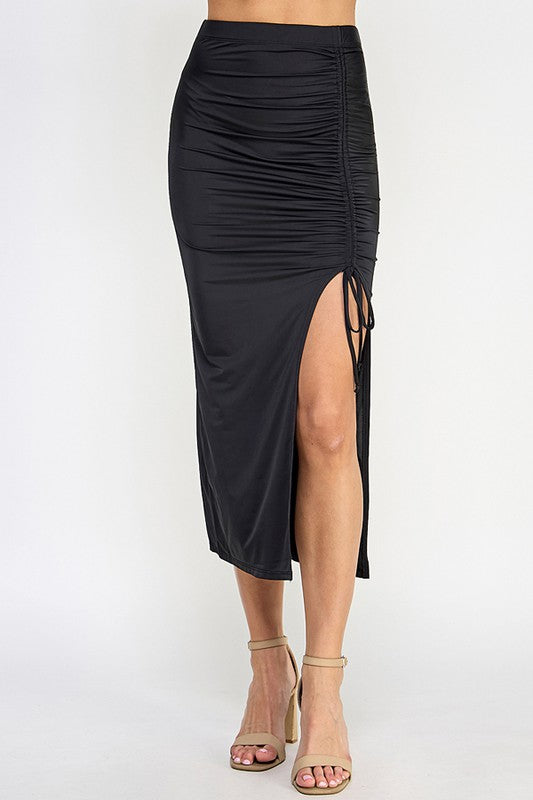 Ruched Black Skirt