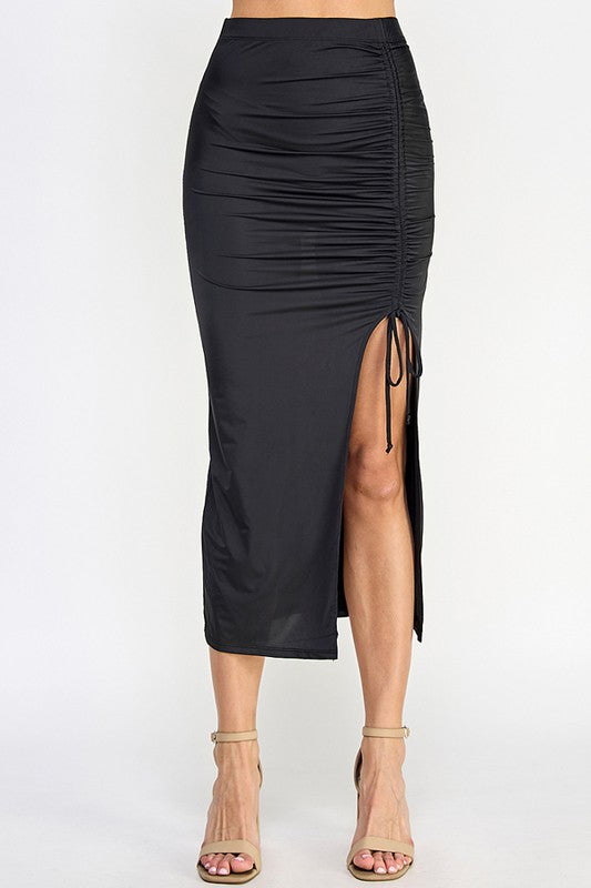 Ruched Black Skirt