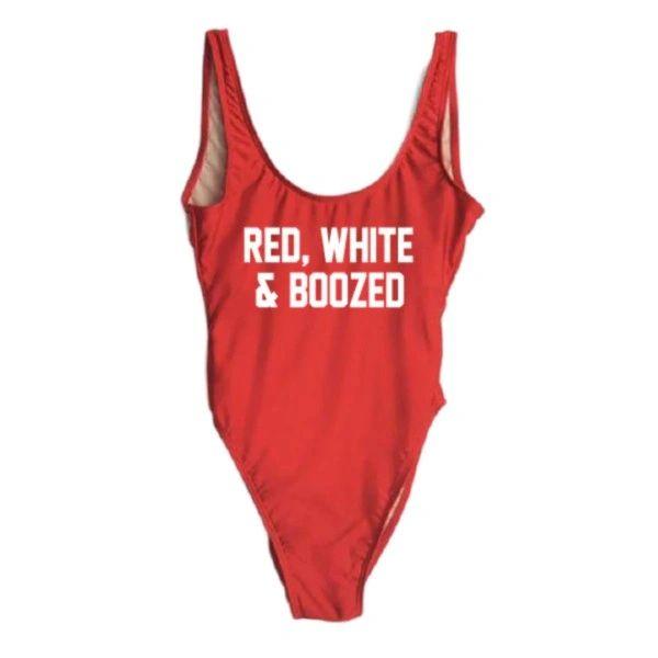 Red, White and Boozed Swim Suit